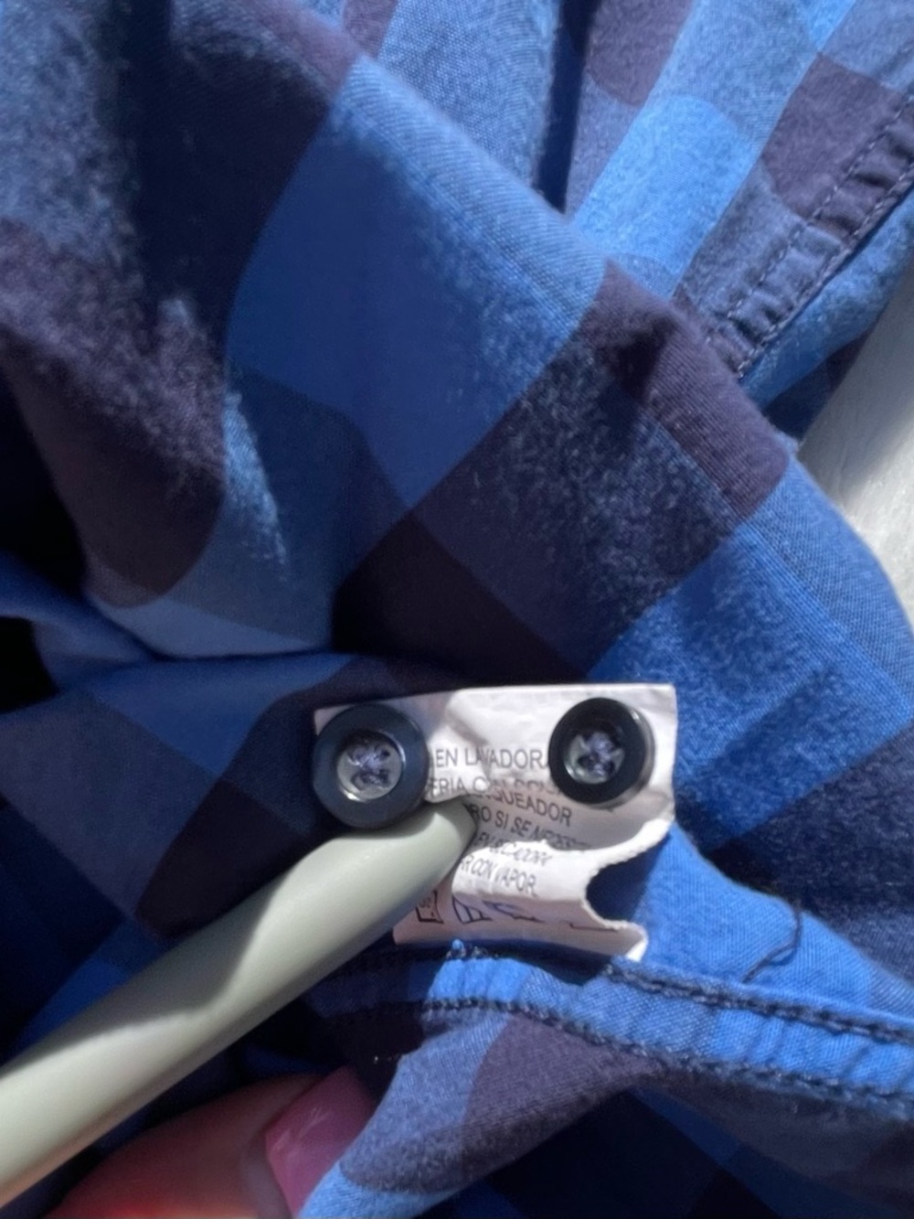 Men's long-Sleeve Blue & black Button-Up Shirt - Picture 8 of 11